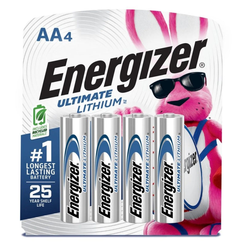 Energizer Ultimate Lithium AA Batteries - 4pk Lithium Battery: 3000 mAh, 1.5V, Single-Use