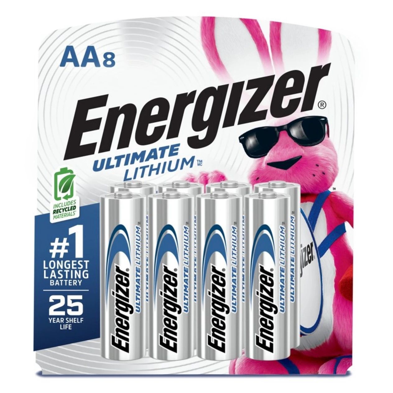 Energizer Ultimate Lithium AA Batteries - 8pk Lithium Battery: Silver, 1.5V Household