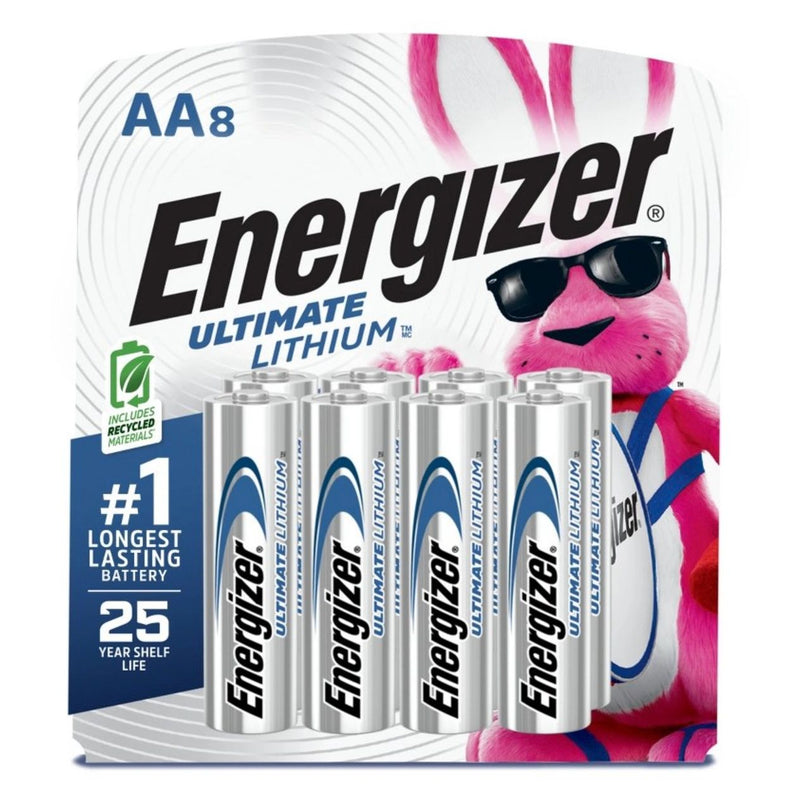 Energizer Ultimate Lithium AA Batteries - 8pk Lithium Battery: Silver, 1.5V Household