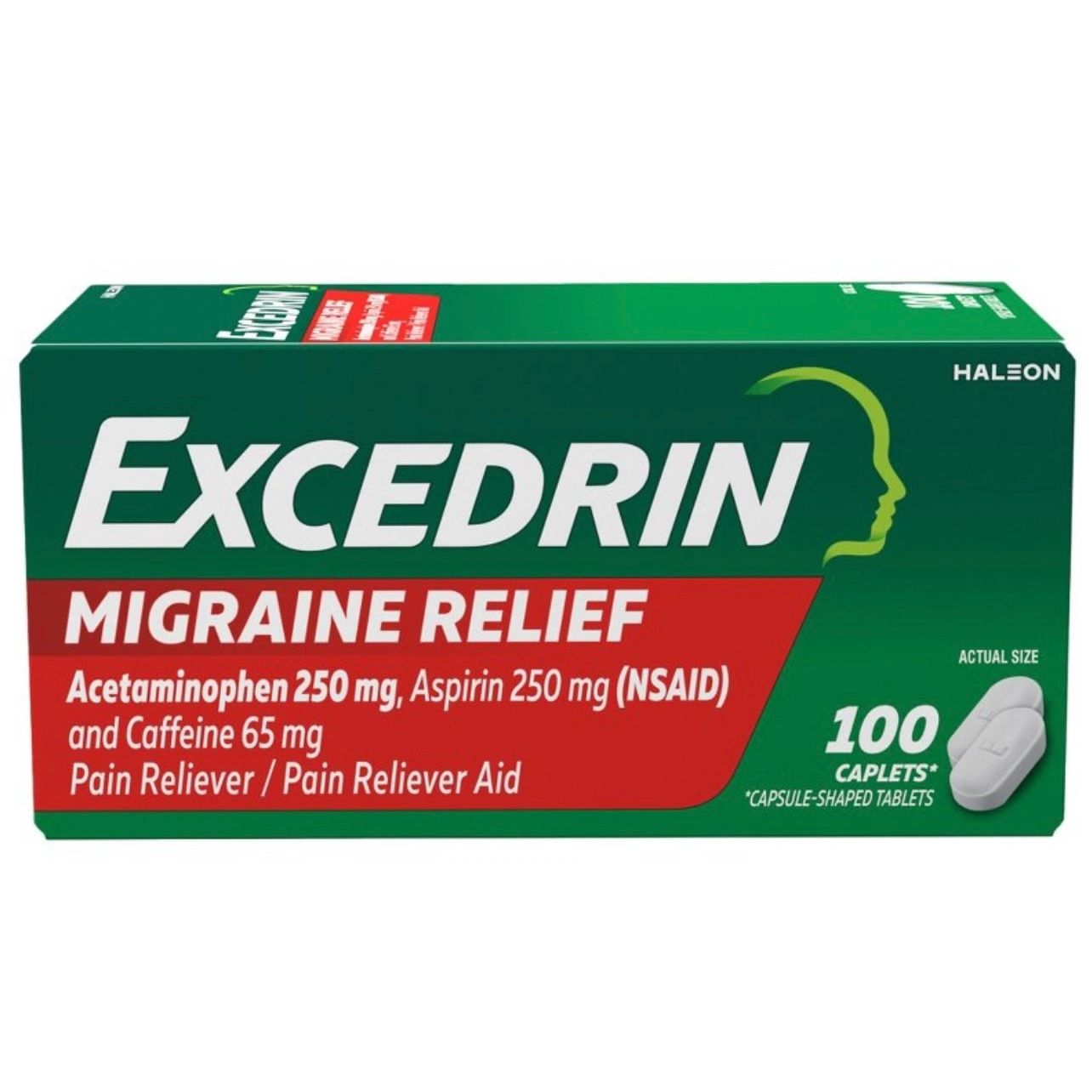 Excedrin Migraine Pain Reliever Caplets - Acetaminophen/Aspirin (NSAID) - 100ct