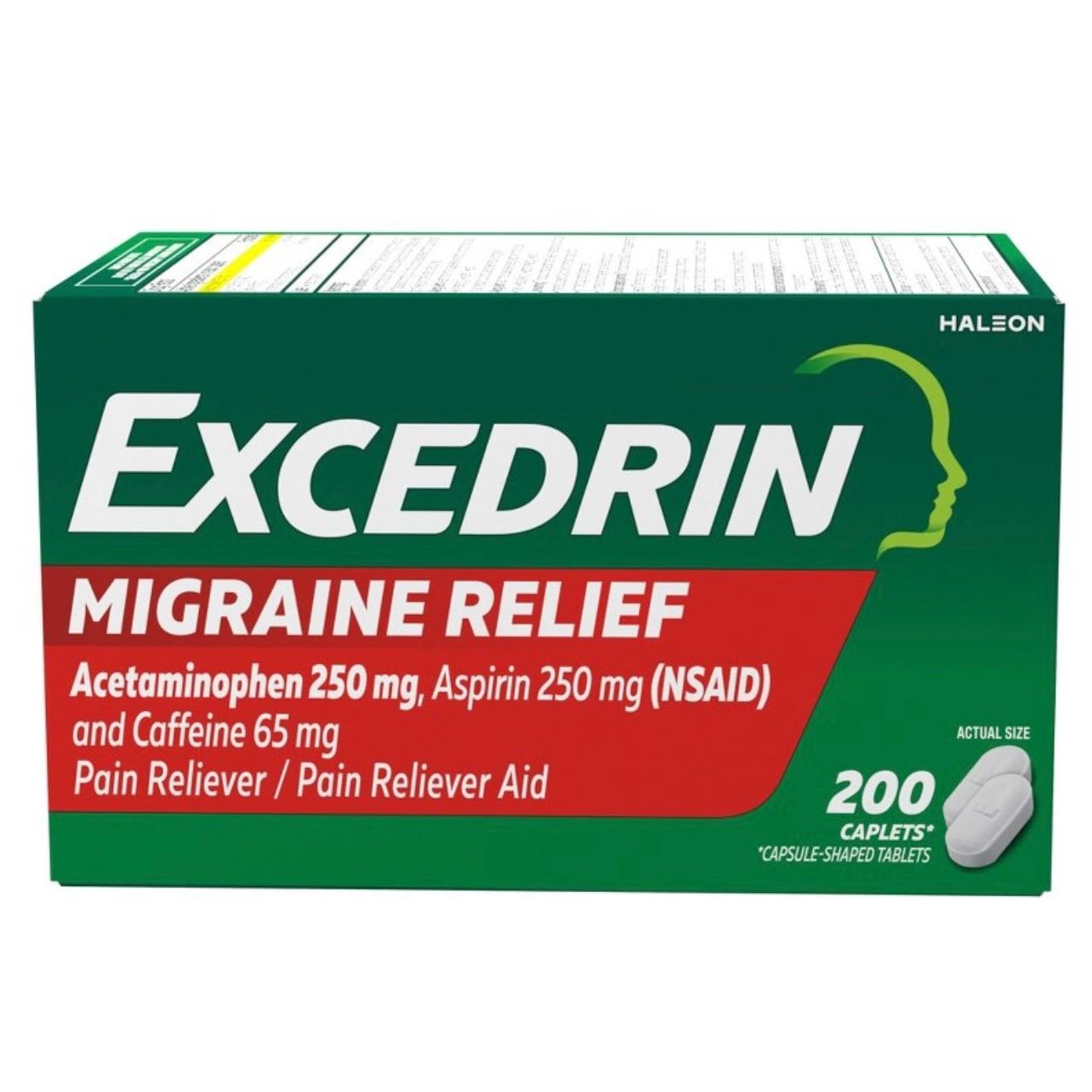 Excedrin Migraine Pain Reliever Caplets - Acetaminophen/Aspirin (NSAID) - 200ct