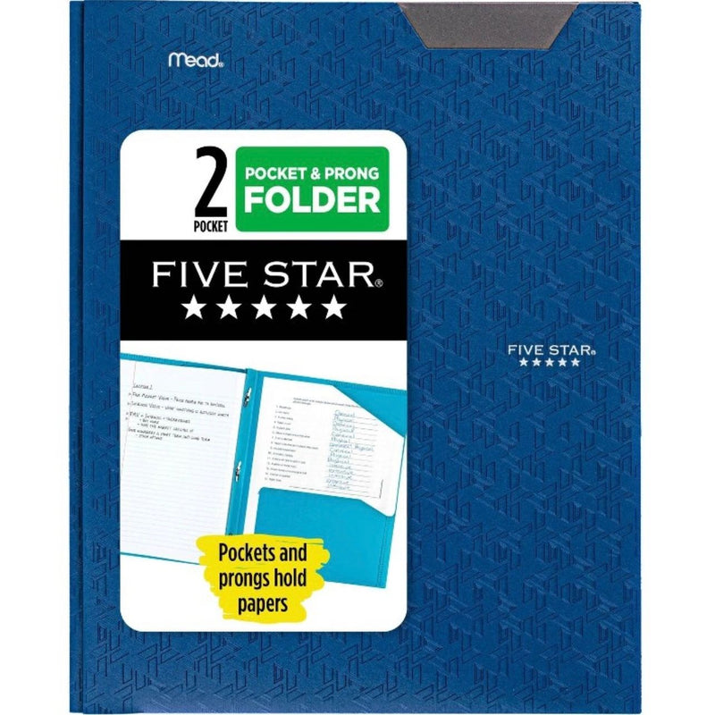 Five Star 2 Pocket Plastic Folder with Prongs Blue