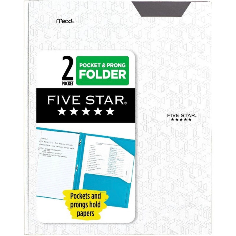 Five Star 2 Pocket Plastic Folder with Prongs White