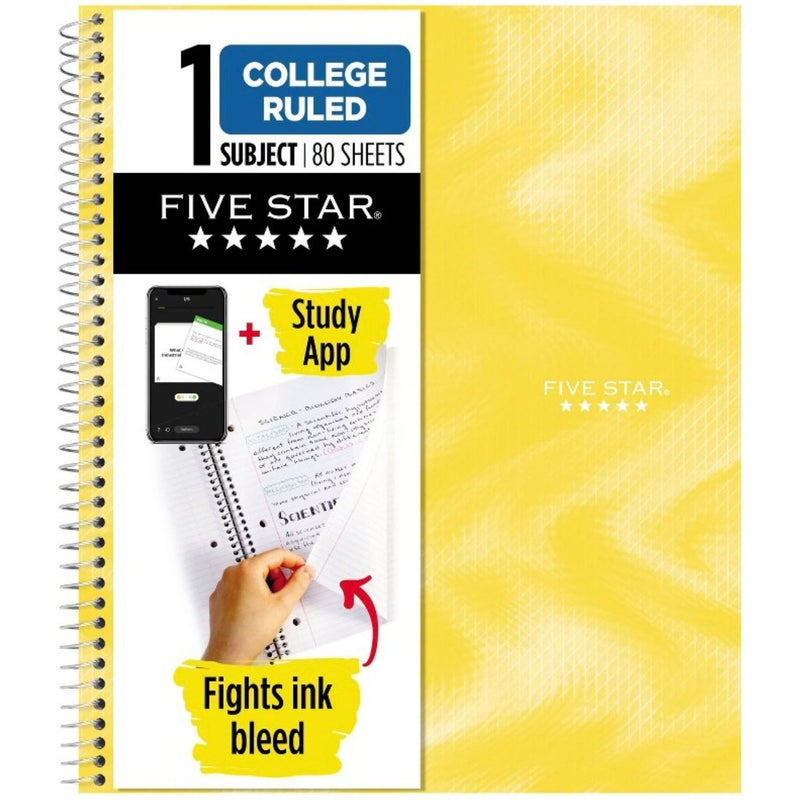 Five Star Active 1 Subject 80ct College Ruled Notebook Yellow