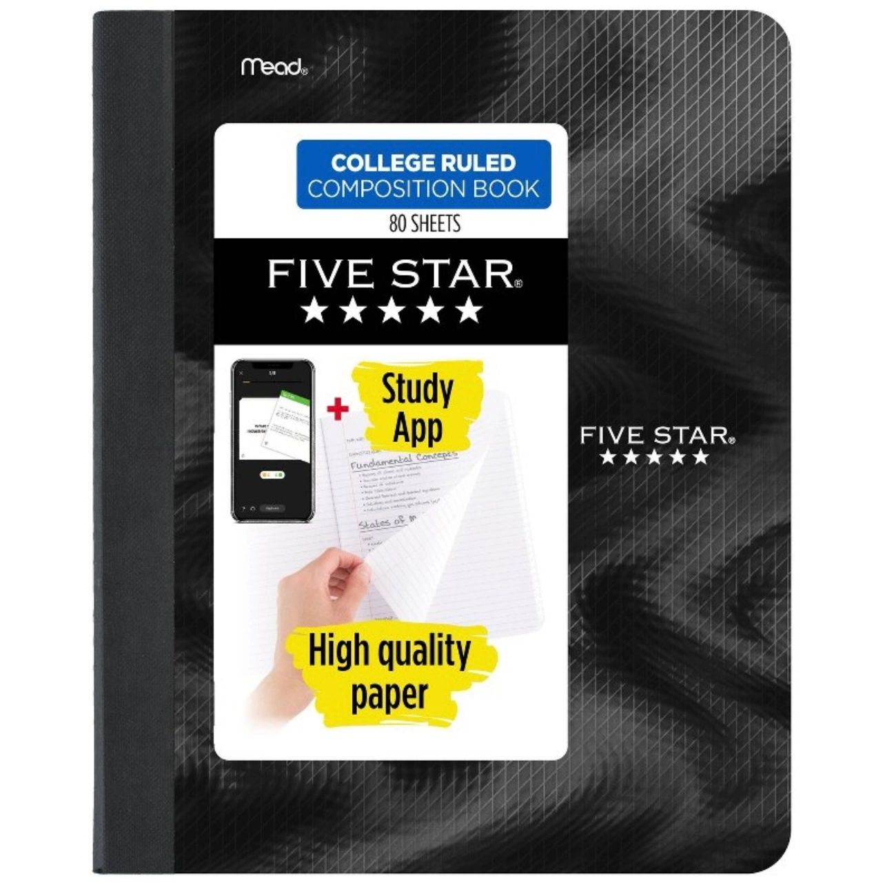 Five Star College Ruled 80ct Active Composition CR Book Black