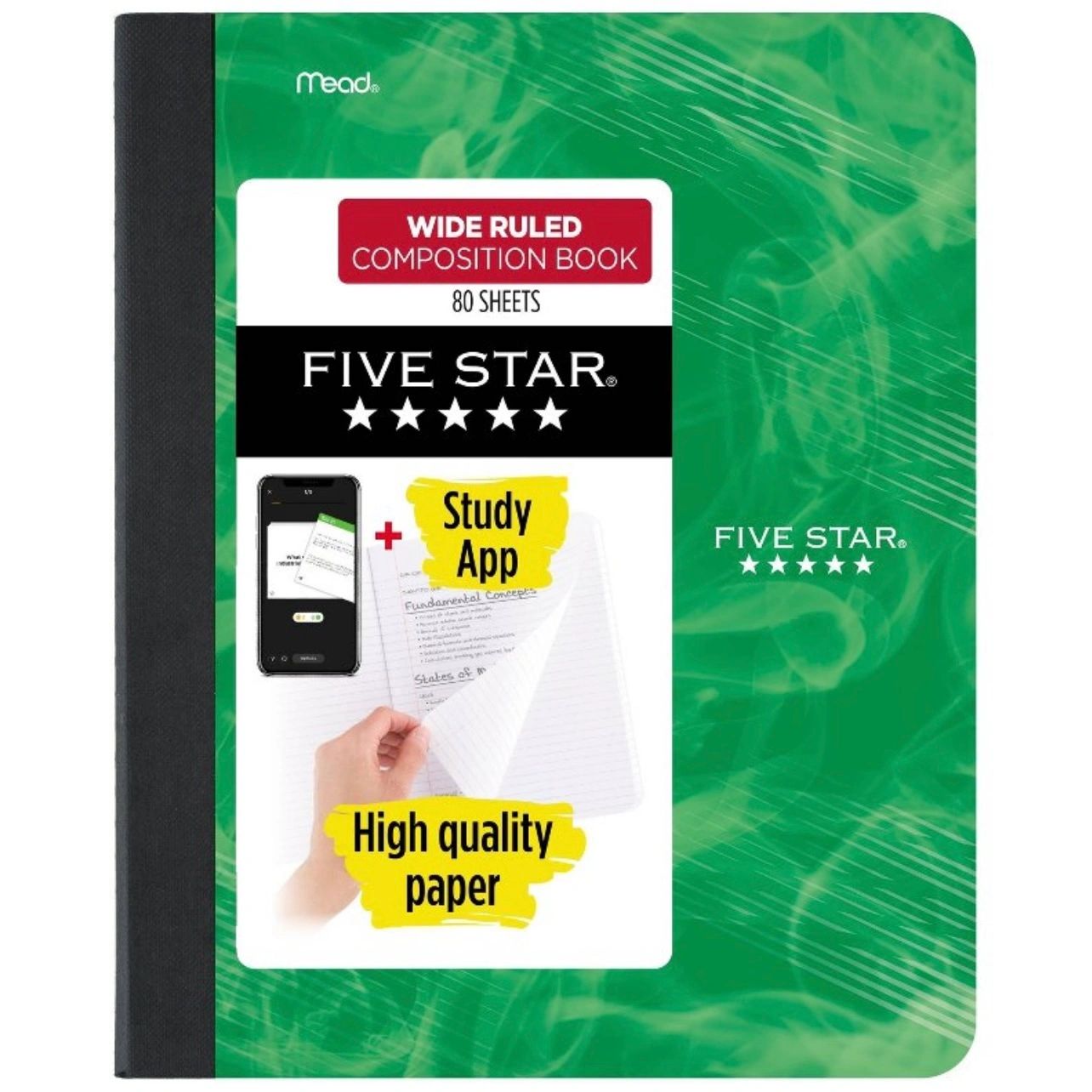 Five Star Wide Ruled 80ct Active Composition Book Green