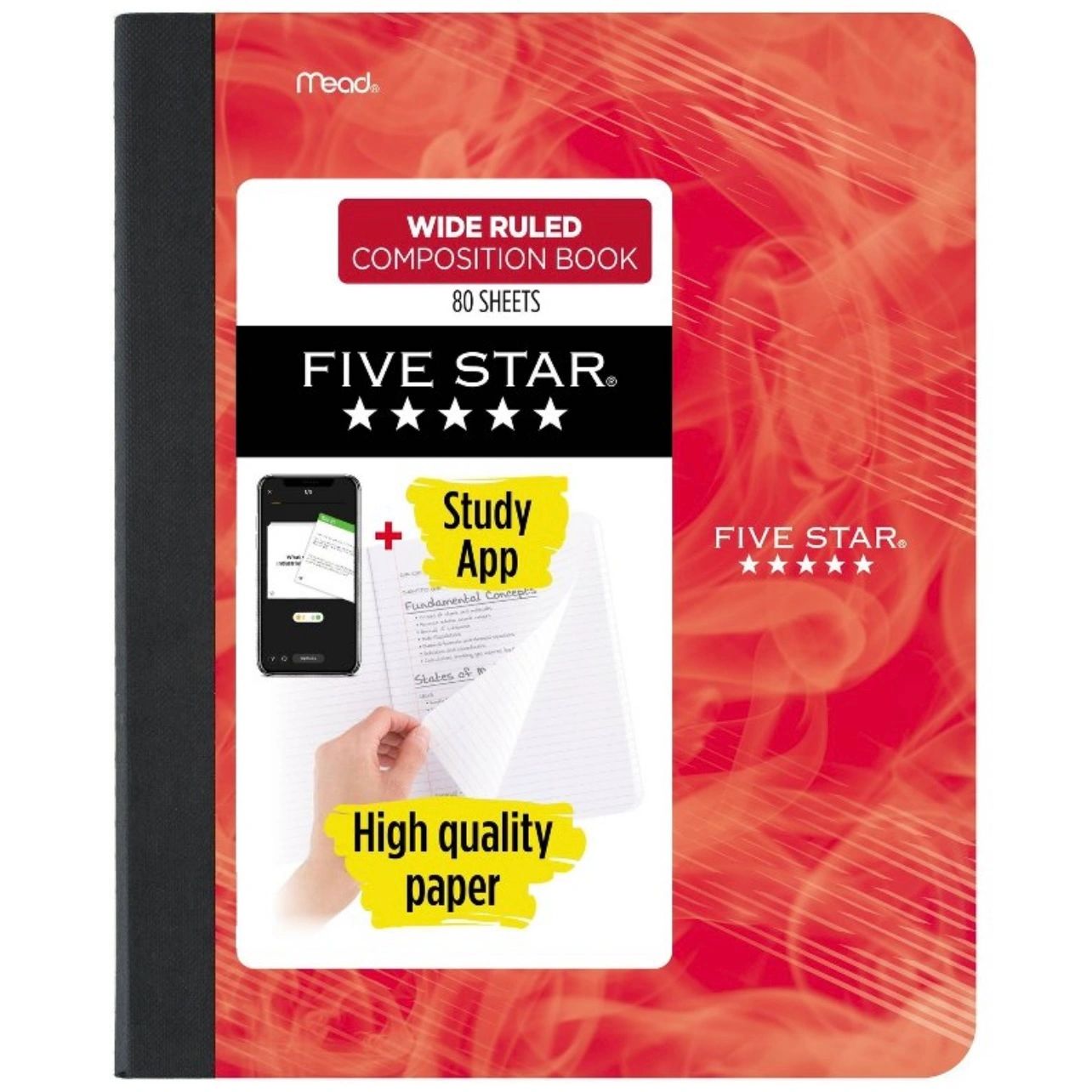Five Star Wide Ruled 80ct Active Composition Book Red