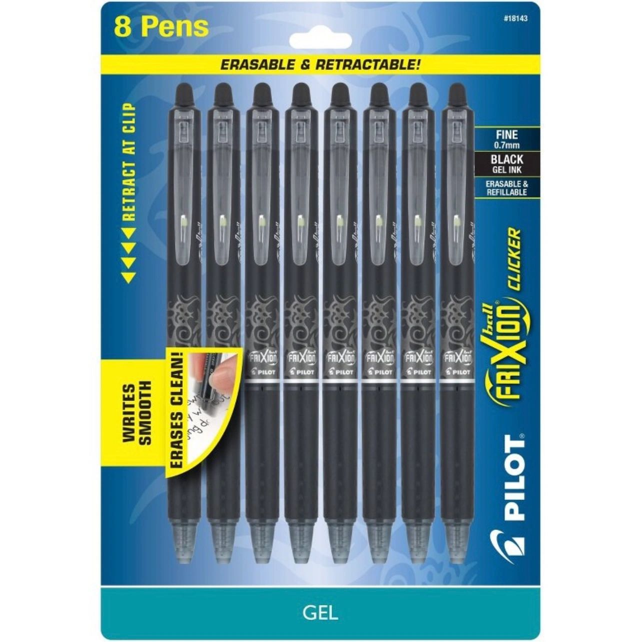 FriXion 8ct Pens Clicker 0.7mm Black