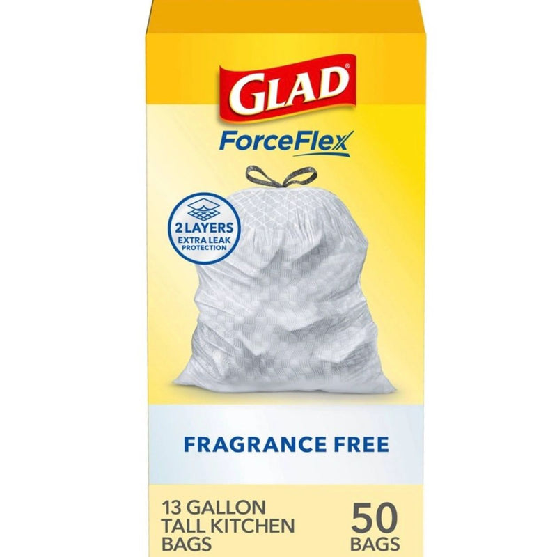 Glad ForceFlex Drawstring Fragrance Free Trash Bags - 13gal/50ct