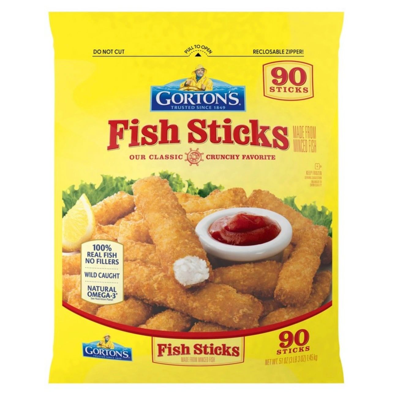 Gorton's Crunchy Breaded Fish Sticks Club Pack - Frozen - 51oz
