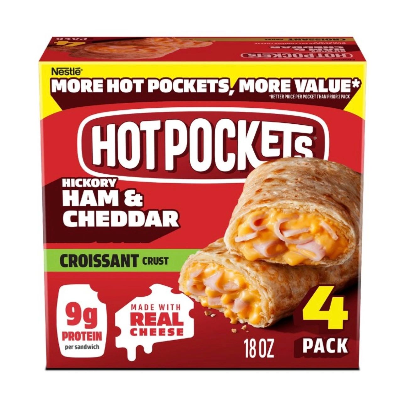 Hot Pockets Croissant Crust Ham & Cheddar Frozen Snacks - 18oz/4ct