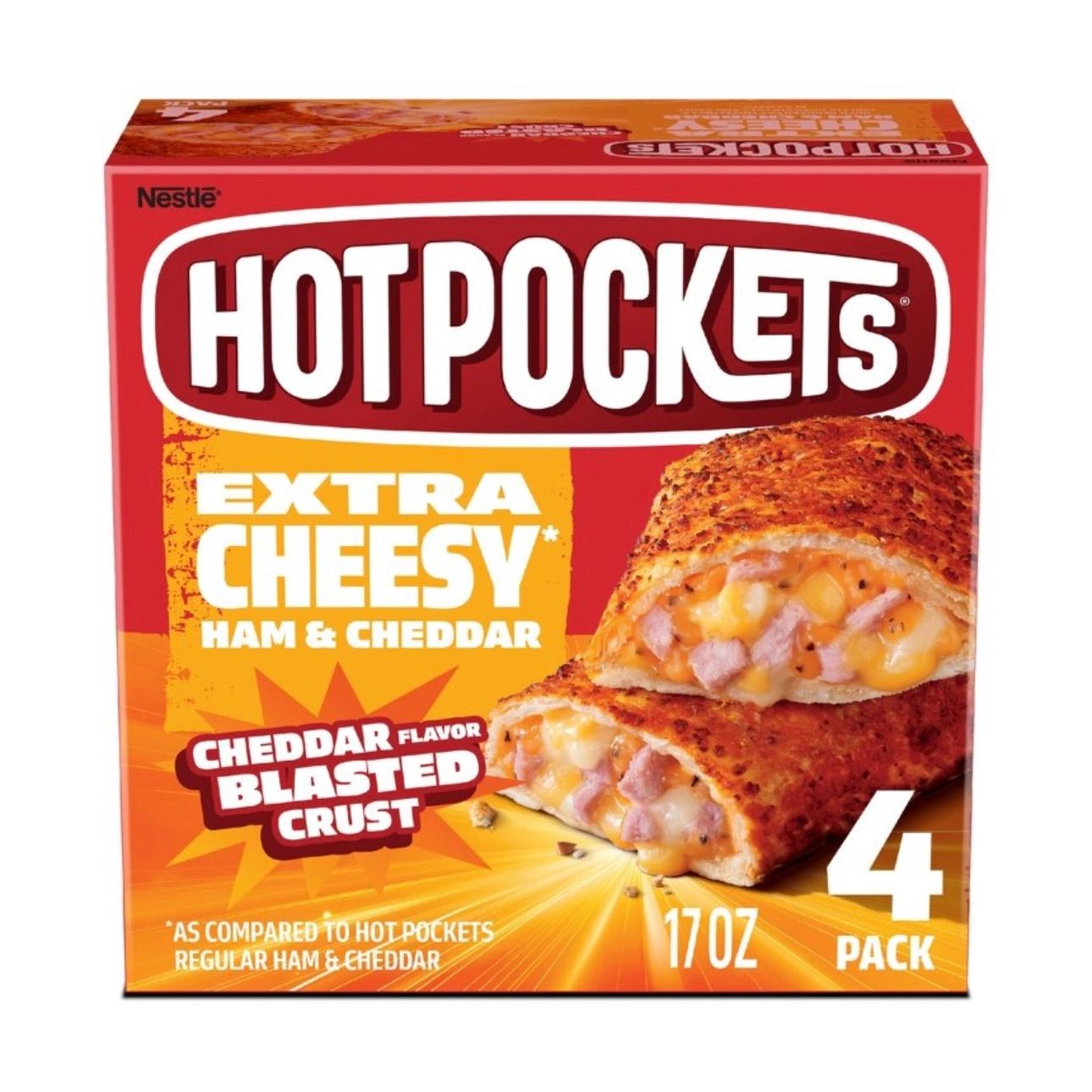 Hot Pockets Extra Cheesy Ham & Cheddar Frozen Snacks - 17oz/4ct