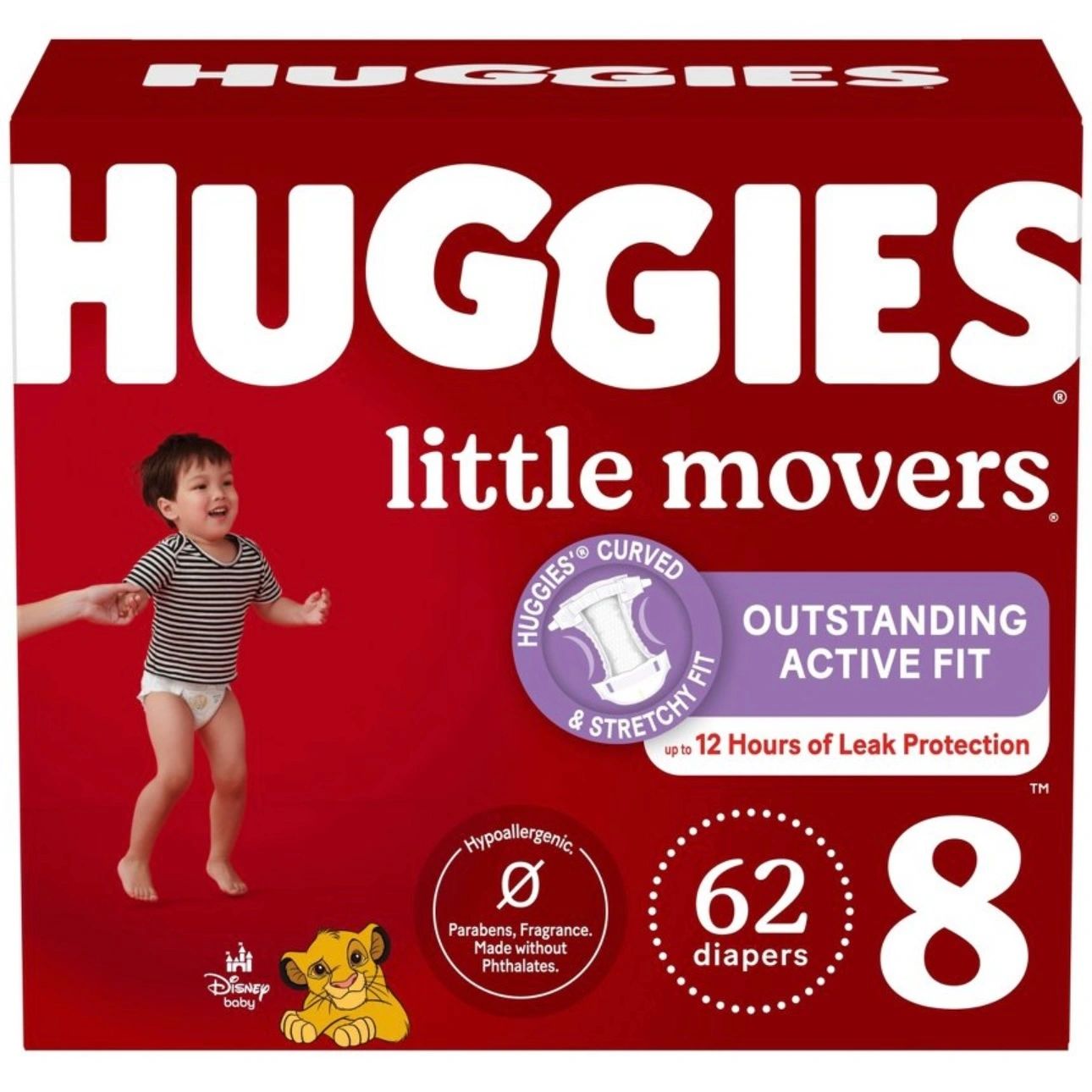 Huggies Little Movers Baby Disposable Diapers - Size 8 - 62ct