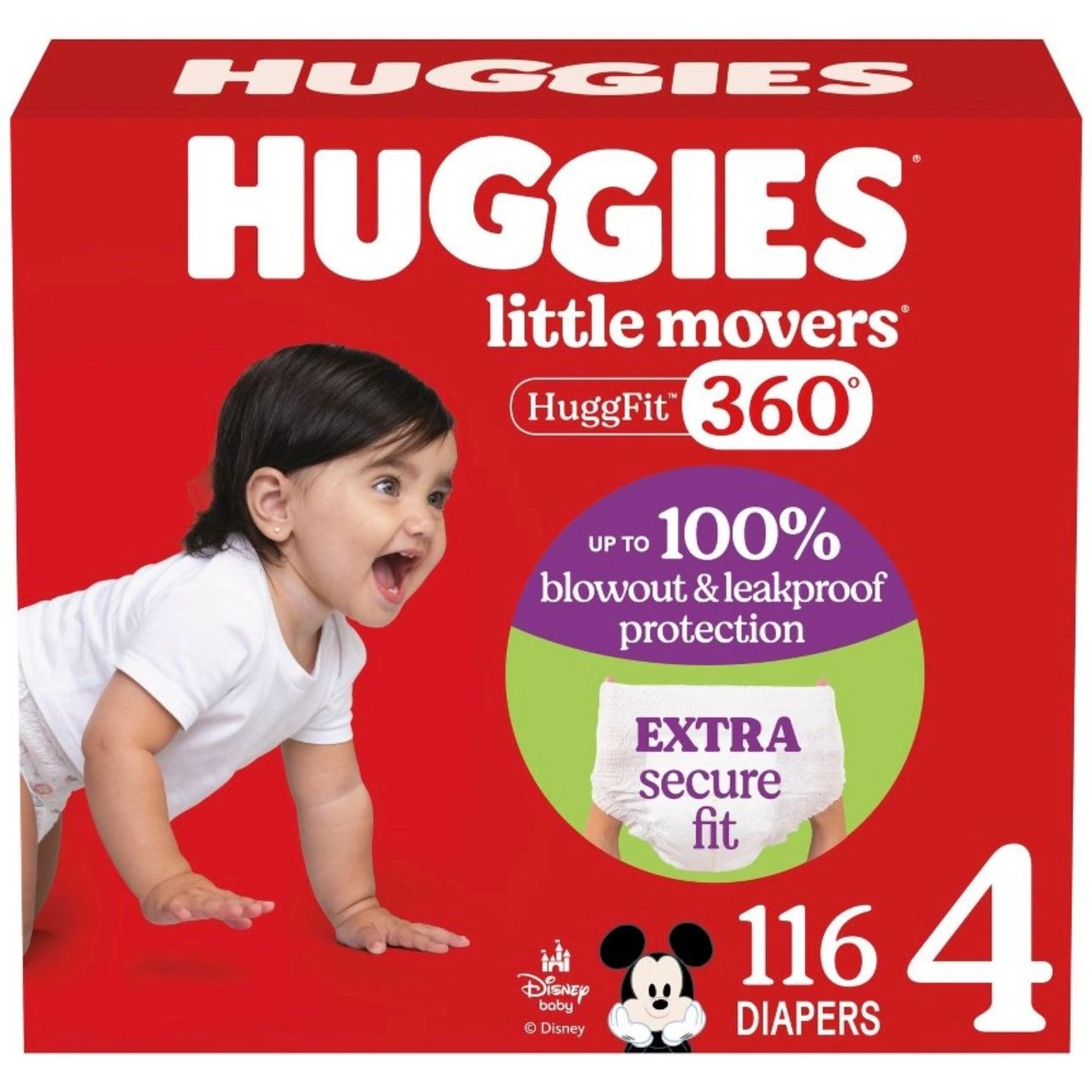 Huggies Little Movers HuggFit 360 Disposable Diapers - Size 4 - 116ct