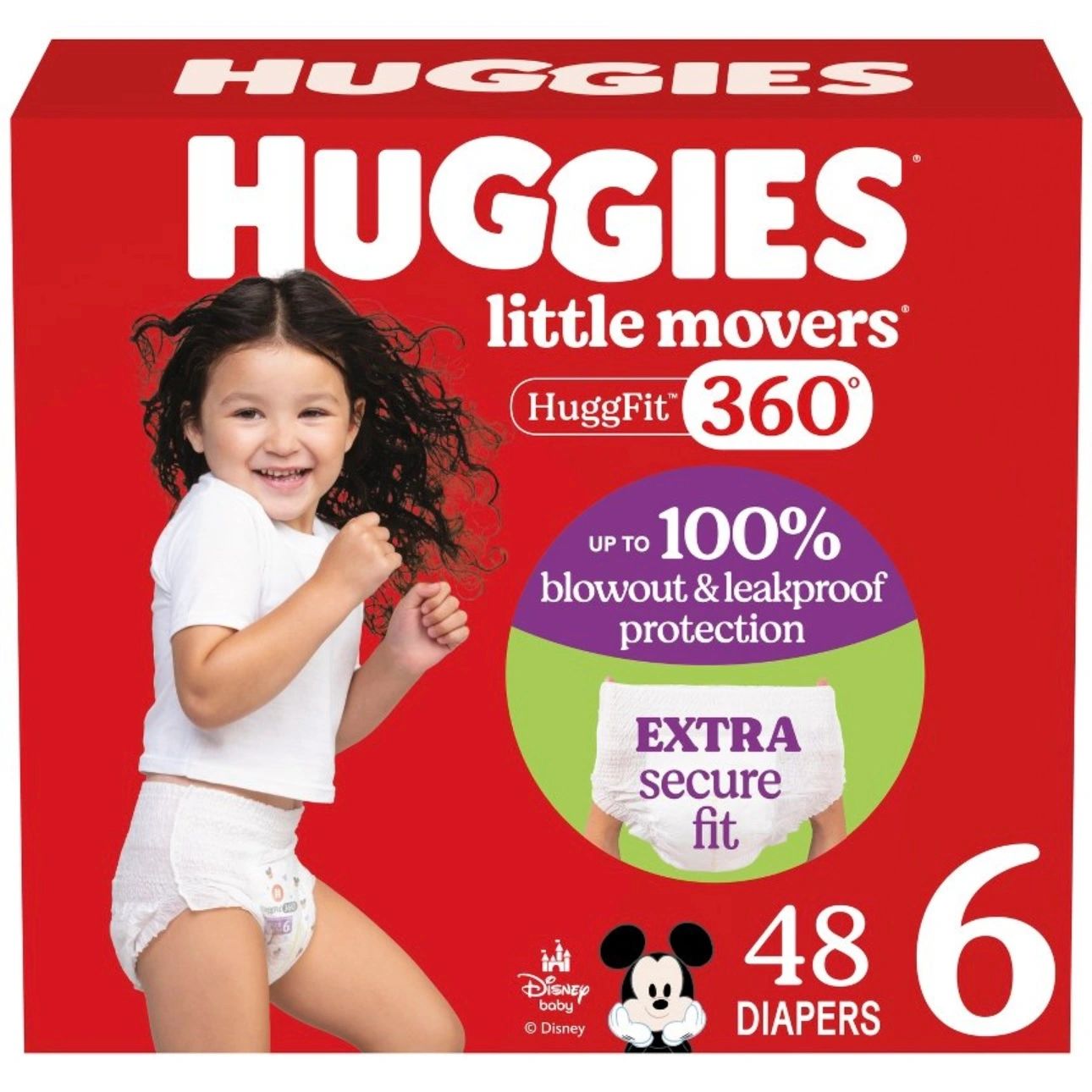 Huggies Little Movers HuggFit 360 Disposable Diapers - Size 6 - 48ct