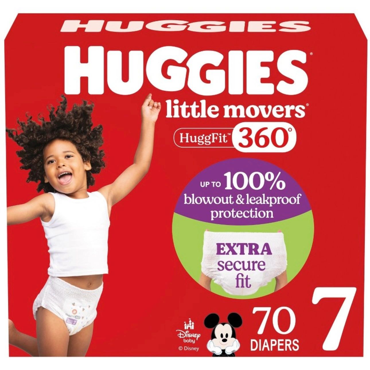 Huggies Little Movers HuggFit 360 Disposable Diapers - Size 7 - 70ct