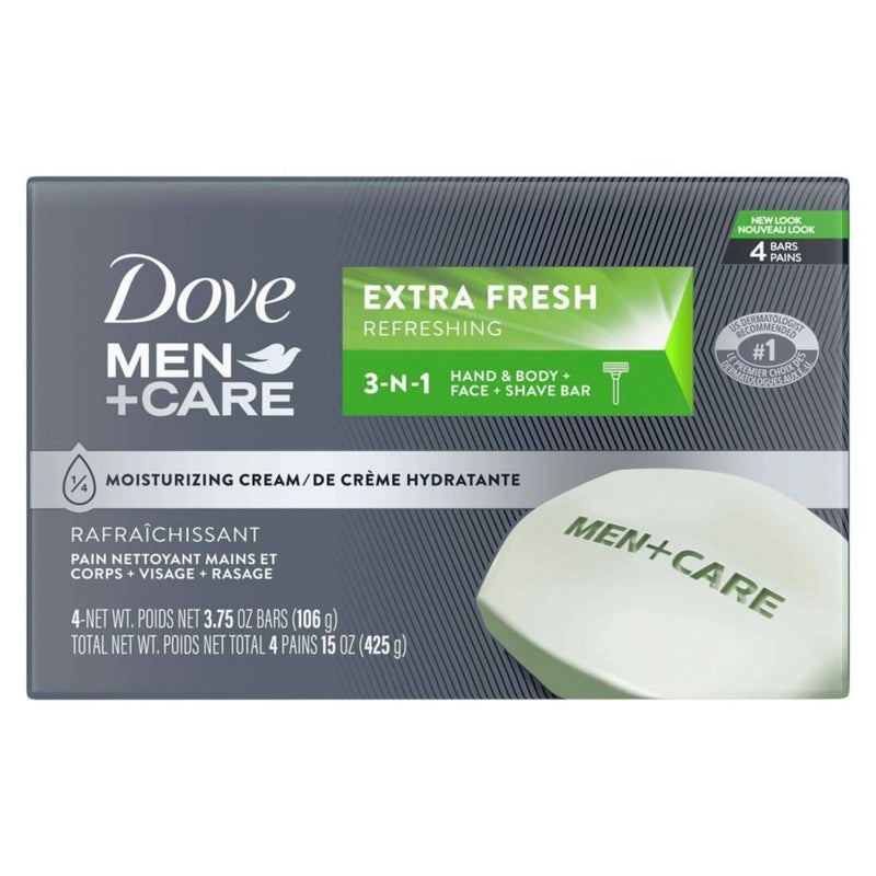 Dove Men+Care Extra Fresh Body and Face Bar Soap - 4pk - 3.75oz each