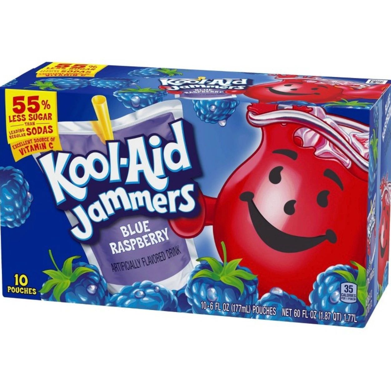Kool-Aid Jammers Blue Raspberry Juice Drinks - 10pk/6 fl oz Pouches