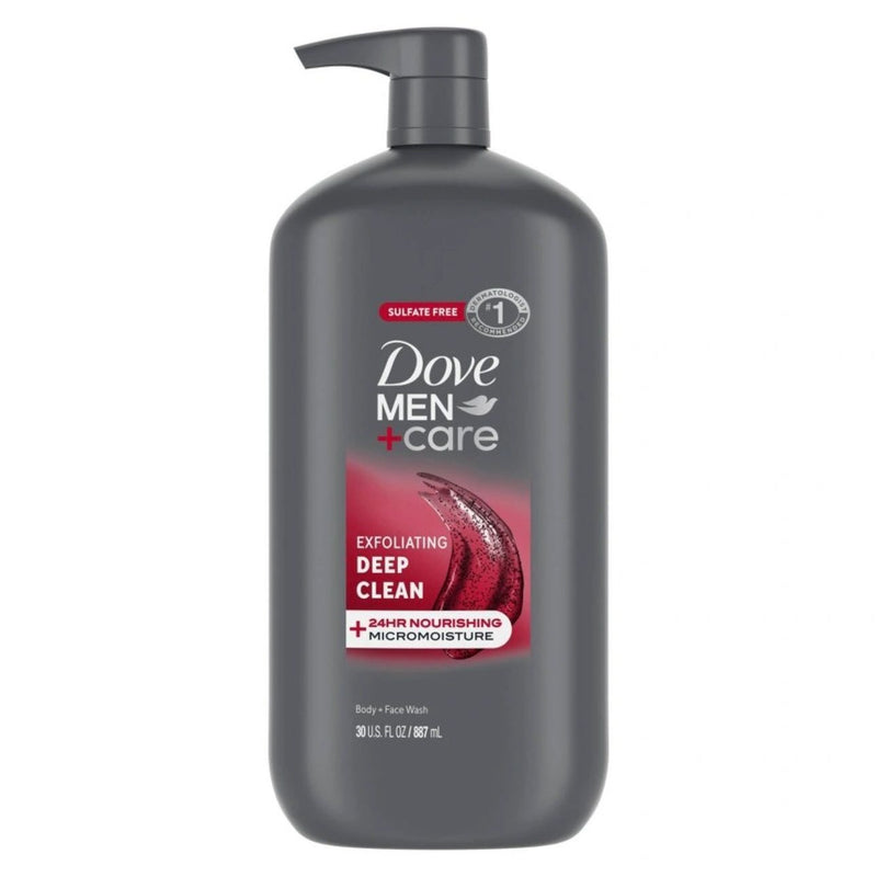 Dove Men+Care Deep Clean Exfoliating Body & Face Wash Pump - Sulfate Free - 30 fl oz