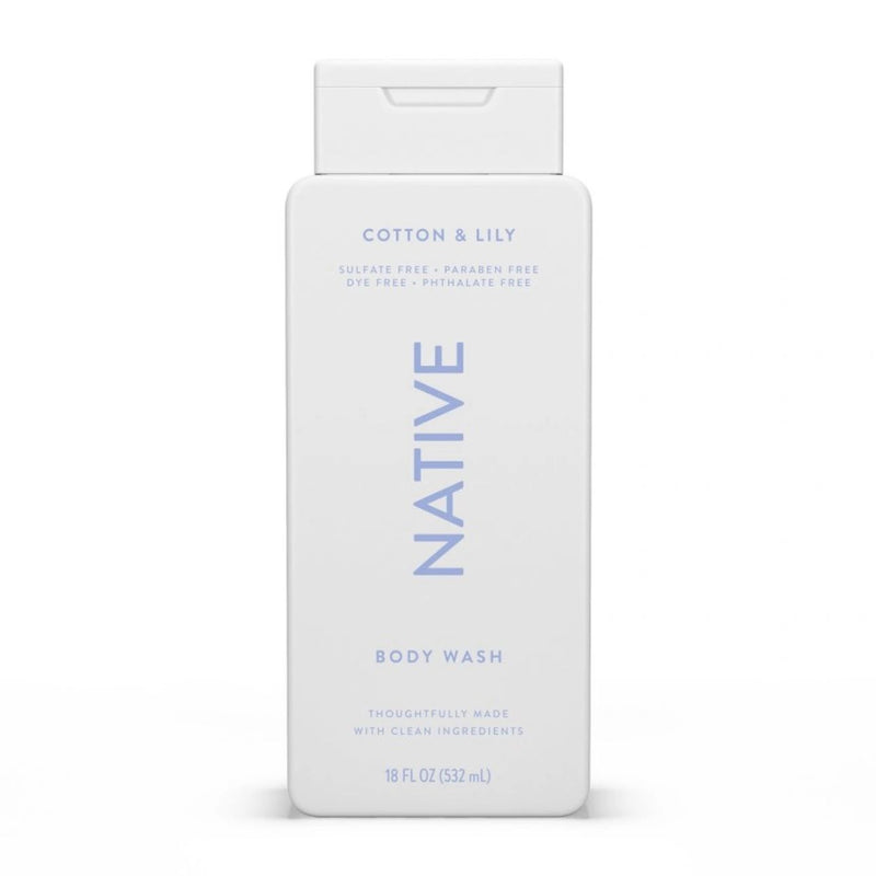 Native Body Wash for Women & Men - Cotton & Lily - Sulfate Free - 18 fl oz