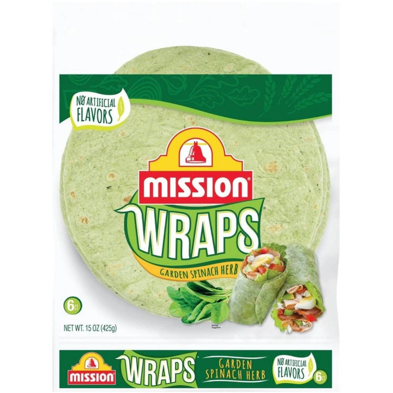 Mission Large Garden Spinach & Herb Wrap Tortillas - 15oz/6ct