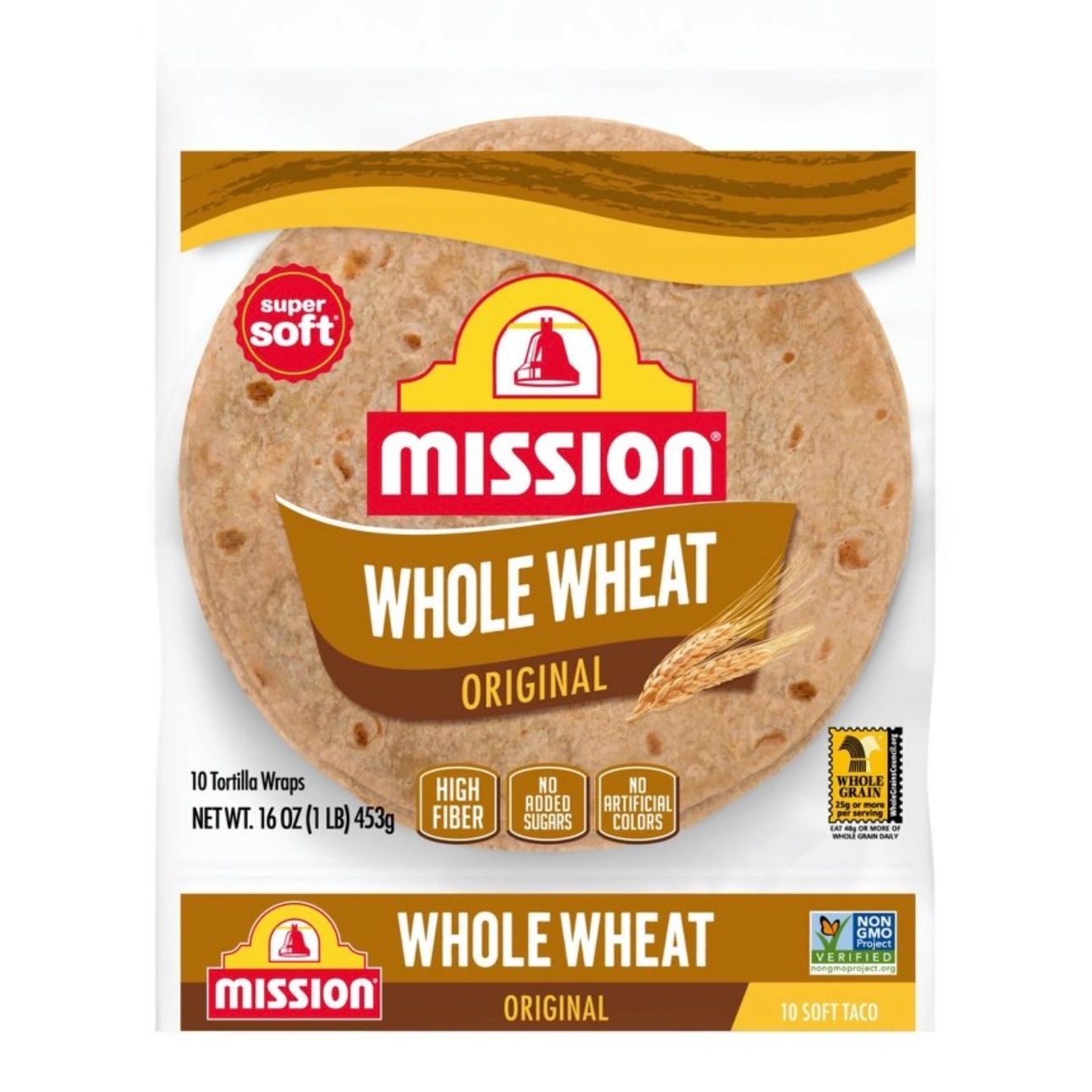 Mission Taco Size Super Soft Whole Wheat Flour Tortillas - 16oz/10ct