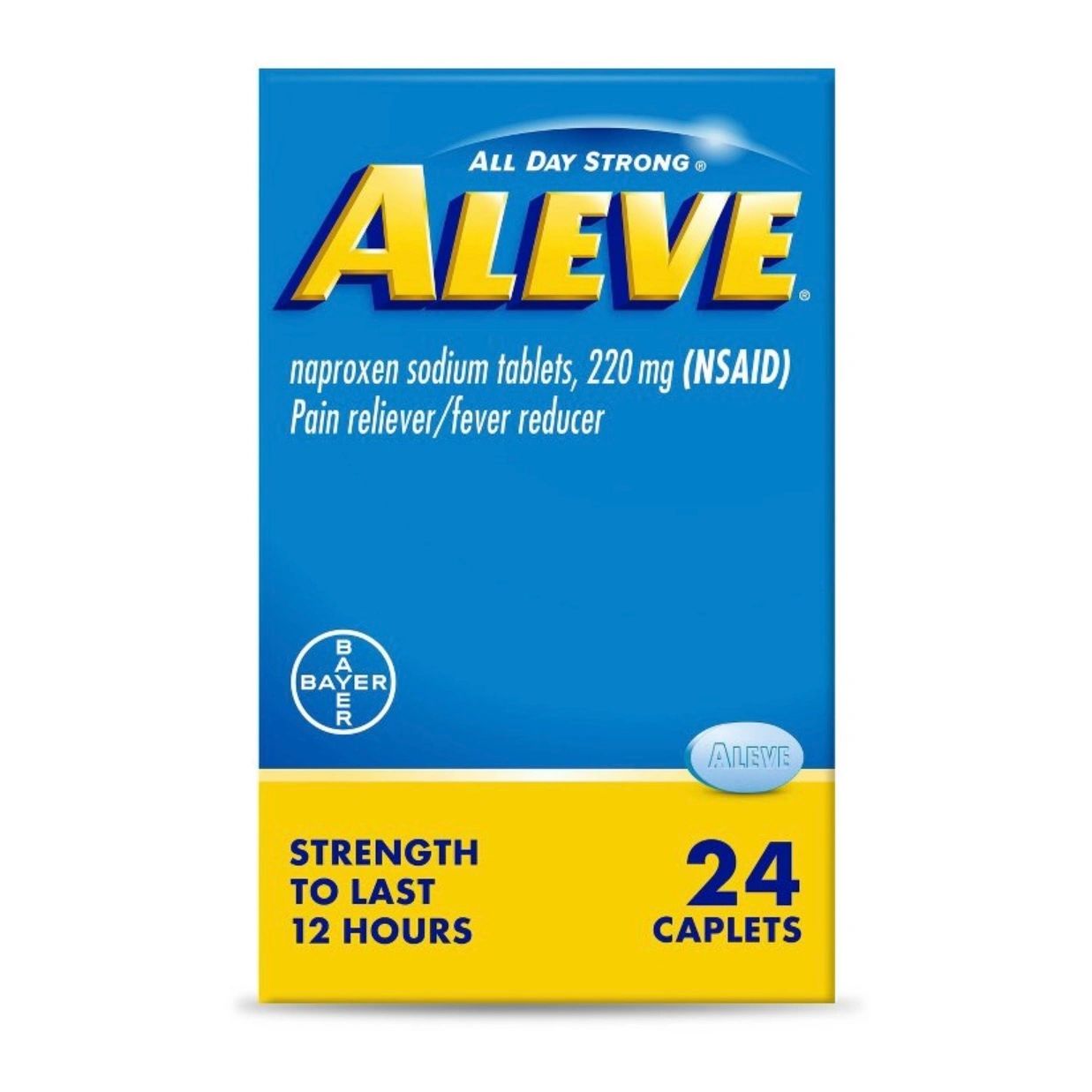 Aleve NSAID Pain Reliever & Fever Reducer Naproxen Sodium Caplets, Body Pain Relief - 24ct