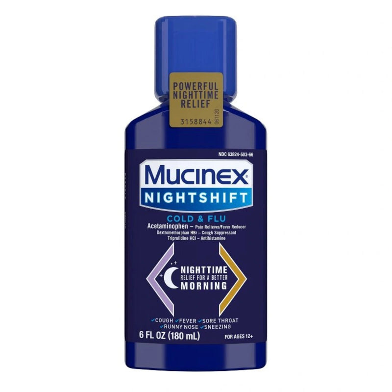 Mucinex Cold & Flu Medicine Nighttime - Liquid - 6 fl oz
