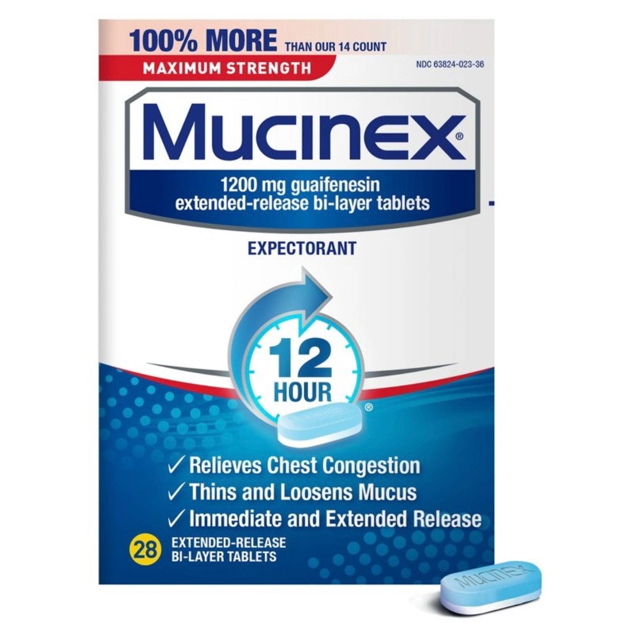 Mucinex Max Strength 12Hour Chest Congestion Medicine - Tablets - 28ct