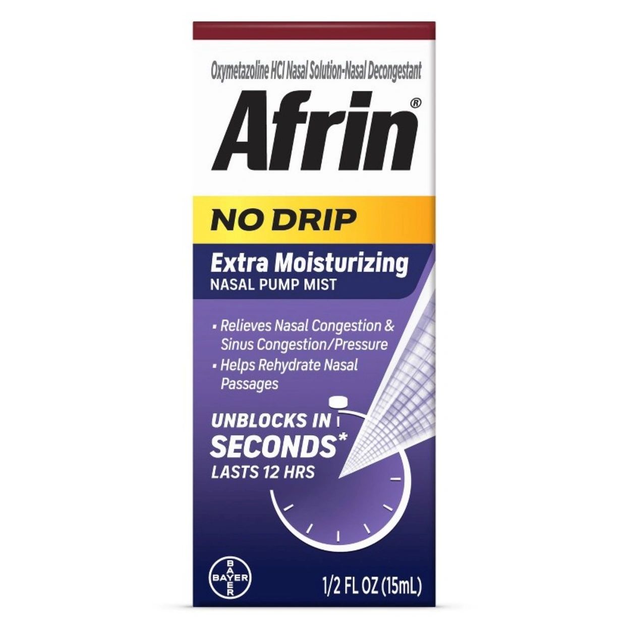Afrin Nasal Spray No Drip Extra Moisturizing Nasal Congestion Relief Pump Mist - 0.5 fl oz