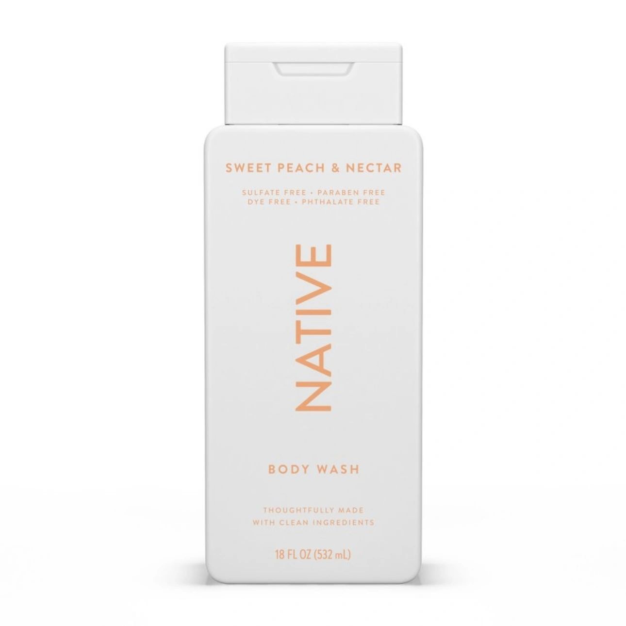 Native Body Wash for Women & Men - Sweet Peach & Nectar - Sulfate Free - 18 fl oz