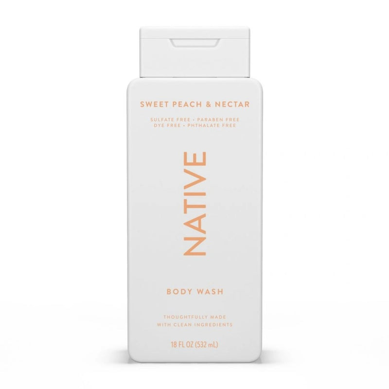 Native Body Wash for Women & Men - Sweet Peach & Nectar - Sulfate Free - 18 fl oz