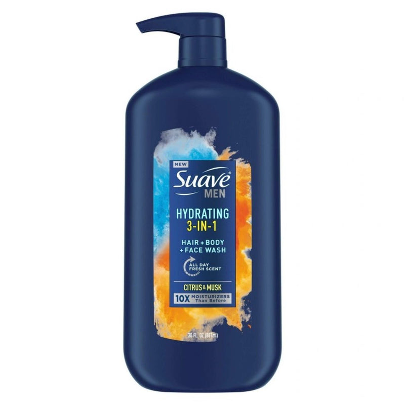 Suave Men 3-in-1 Hydrating Hair, Body & Face Wash - Citrus Musk - 30 fl oz