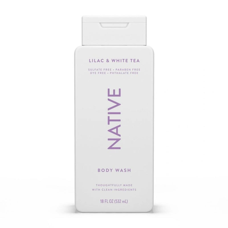 Native Body Wash for Women & Men - Lilac & White Tea - Sulfate Free - 18 fl oz