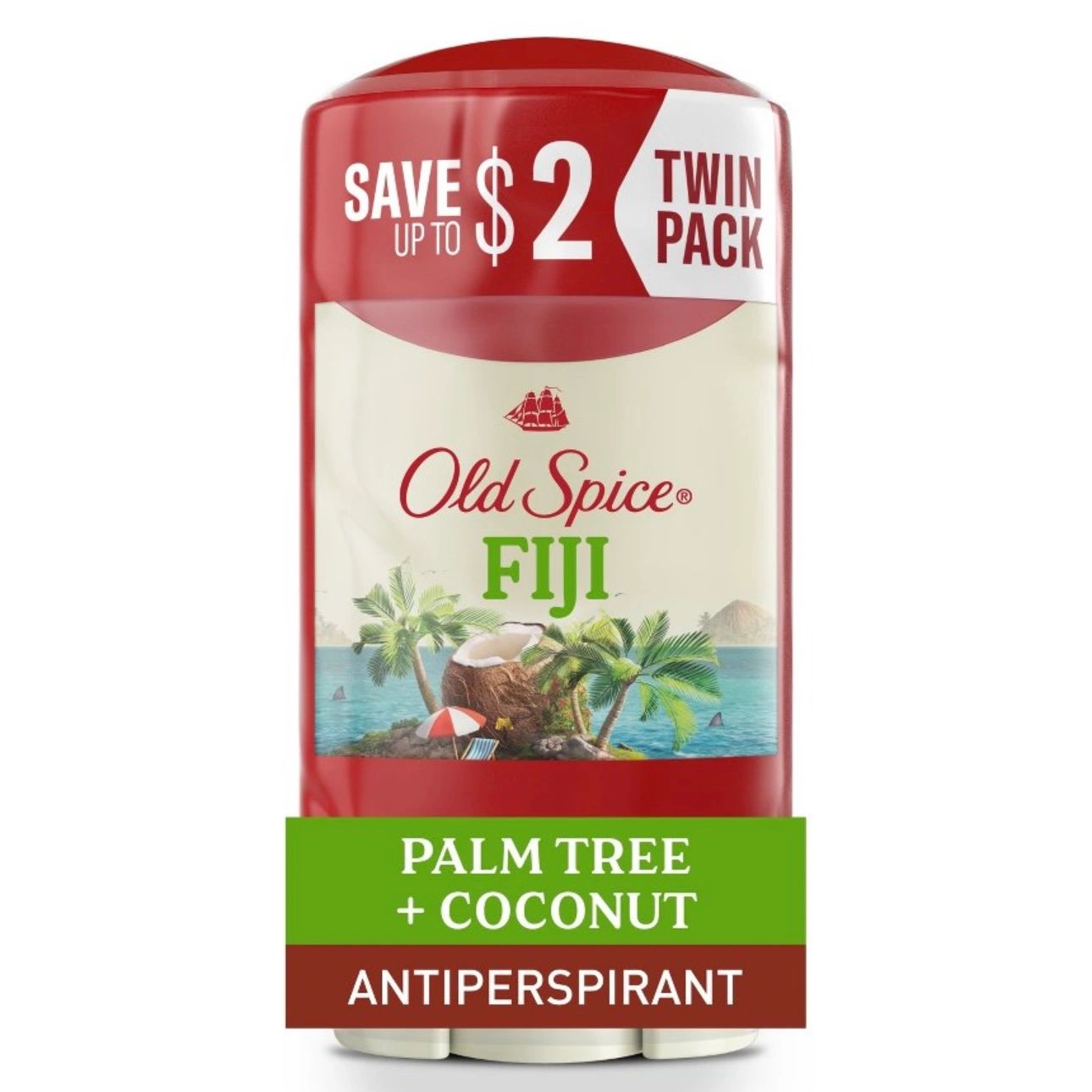 Old Spice Men's Fiji with Palm Tree Antiperspirant & Deodorant - 2.60z/2pk
