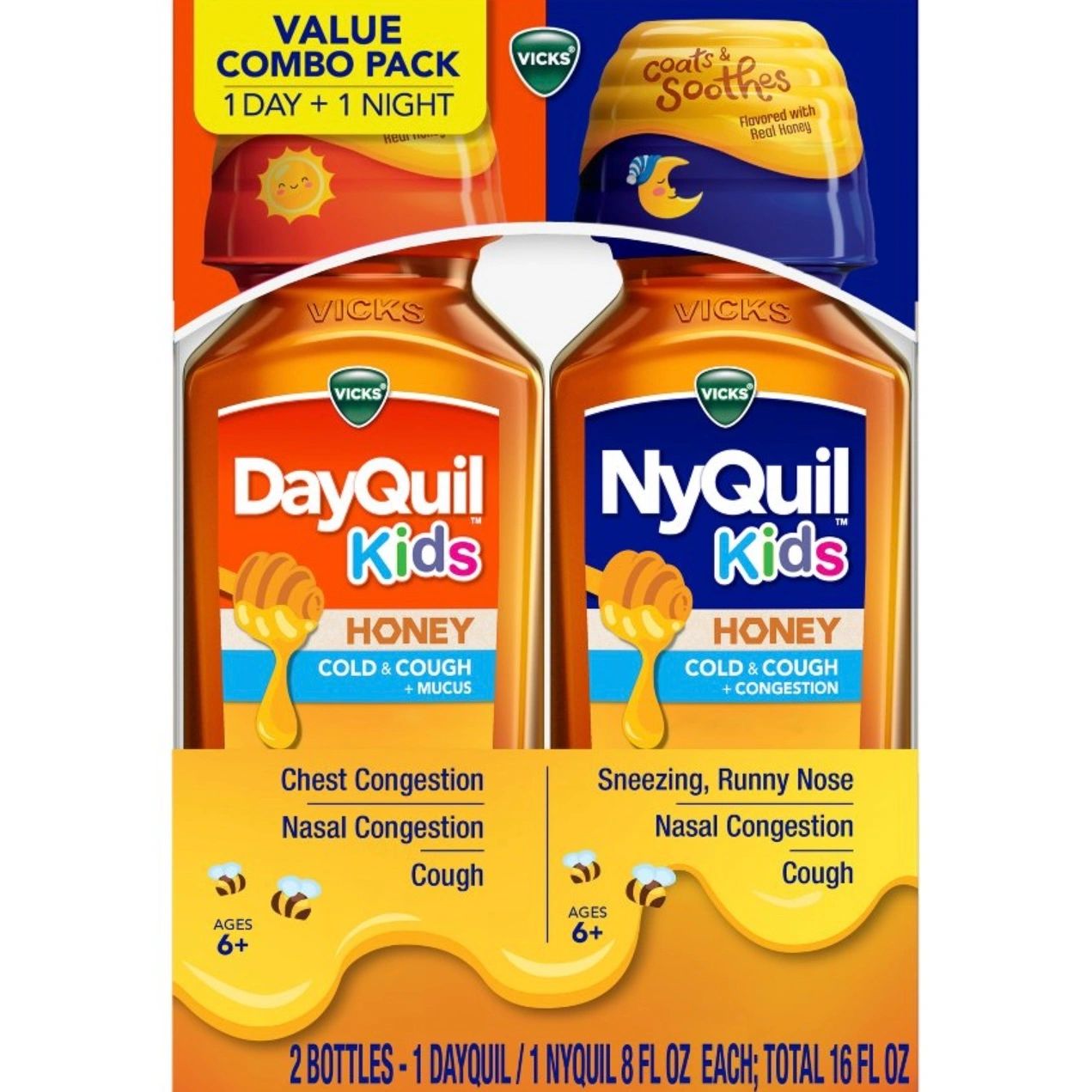 Vicks Kids DayQuil & NyQuil Honey Cold & Cough Medicine Liquid - 16 fl oz