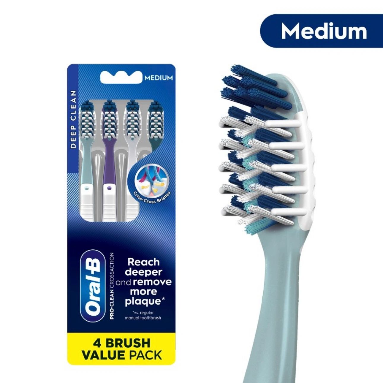 Oral-B CrossAction All In One Toothbrushes Medium - 4ct