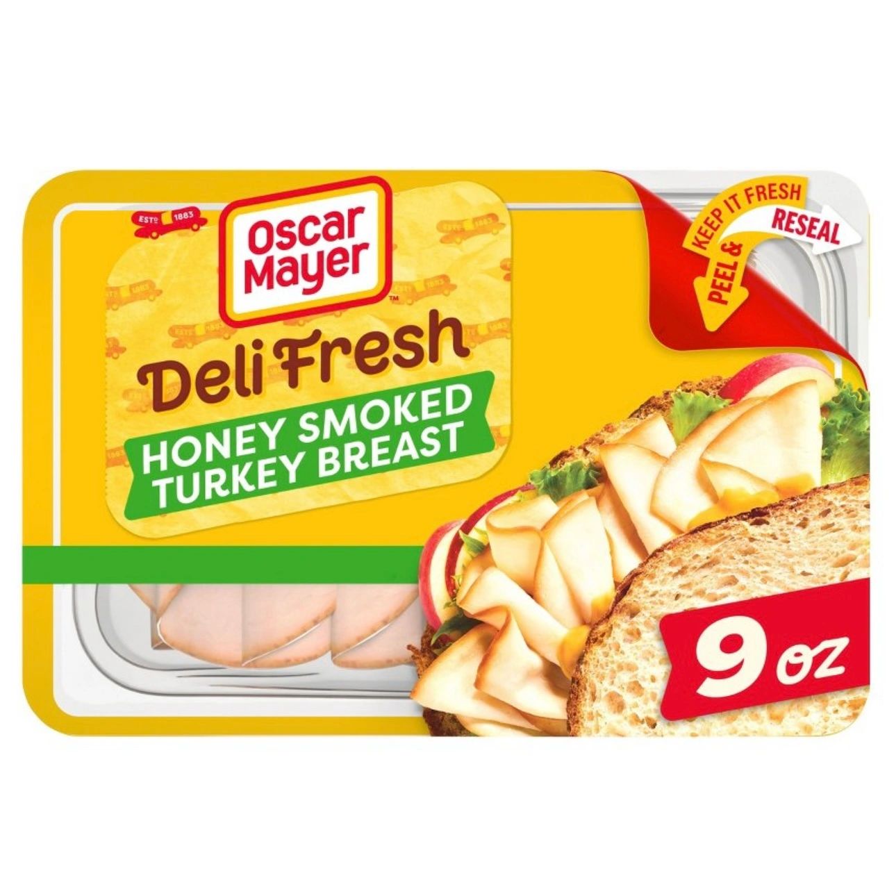 Oscar Mayer Deli Fresh Honey Smoked Turkey Breast Sliced Lunch Meat - 9oz