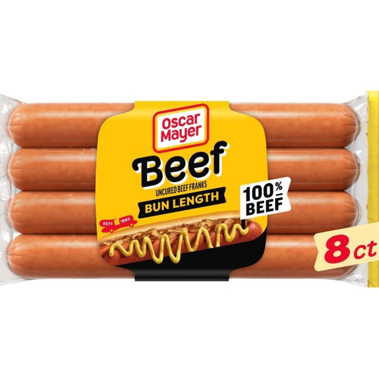 Oscar Mayer Bun-Length Uncured Beef Franks Hot Dogs - 15oz/8ct