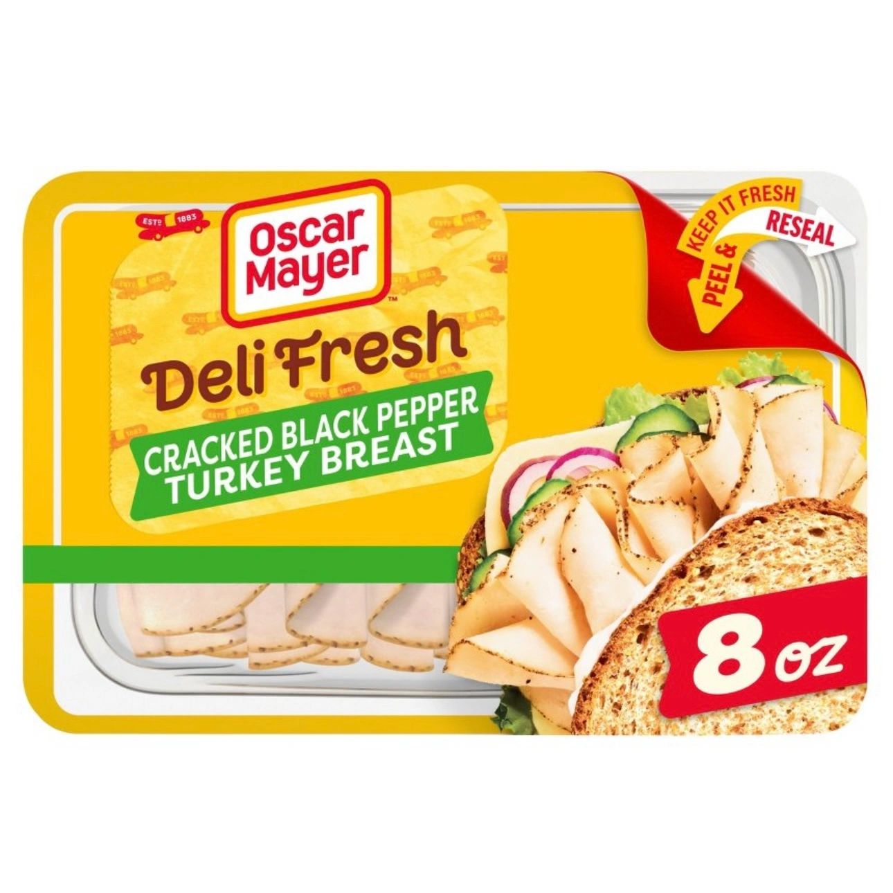 Oscar Mayer Deli Fresh Cracked Black Pepper Turkey Breast Sliced Lunch Meat - 8oz