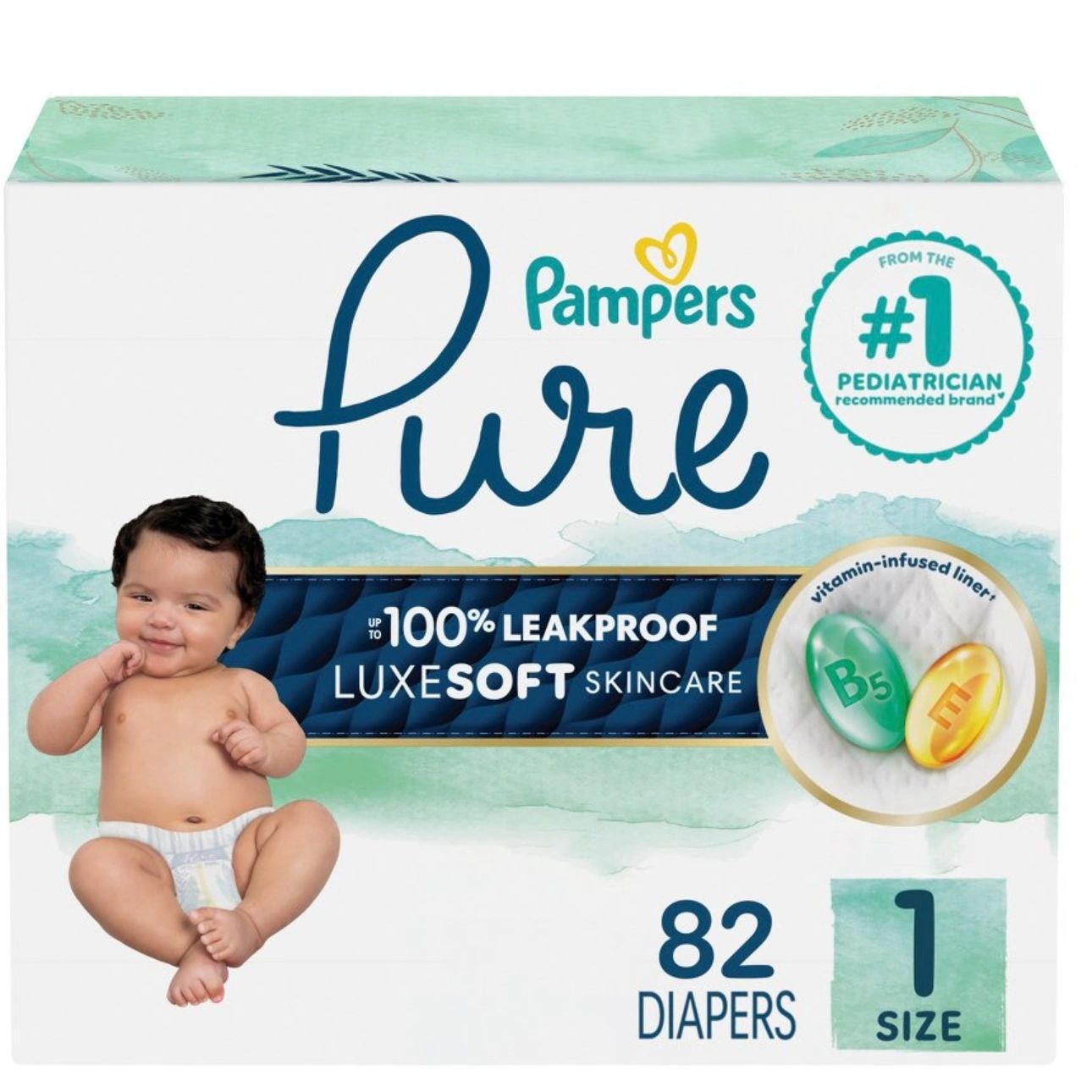 Pampers Pure Protection Diapers Super Pack - Size 1 - 82ct