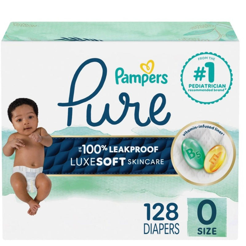 Pampers Pure Protection Diapers Pack - Size 0 - 128ct