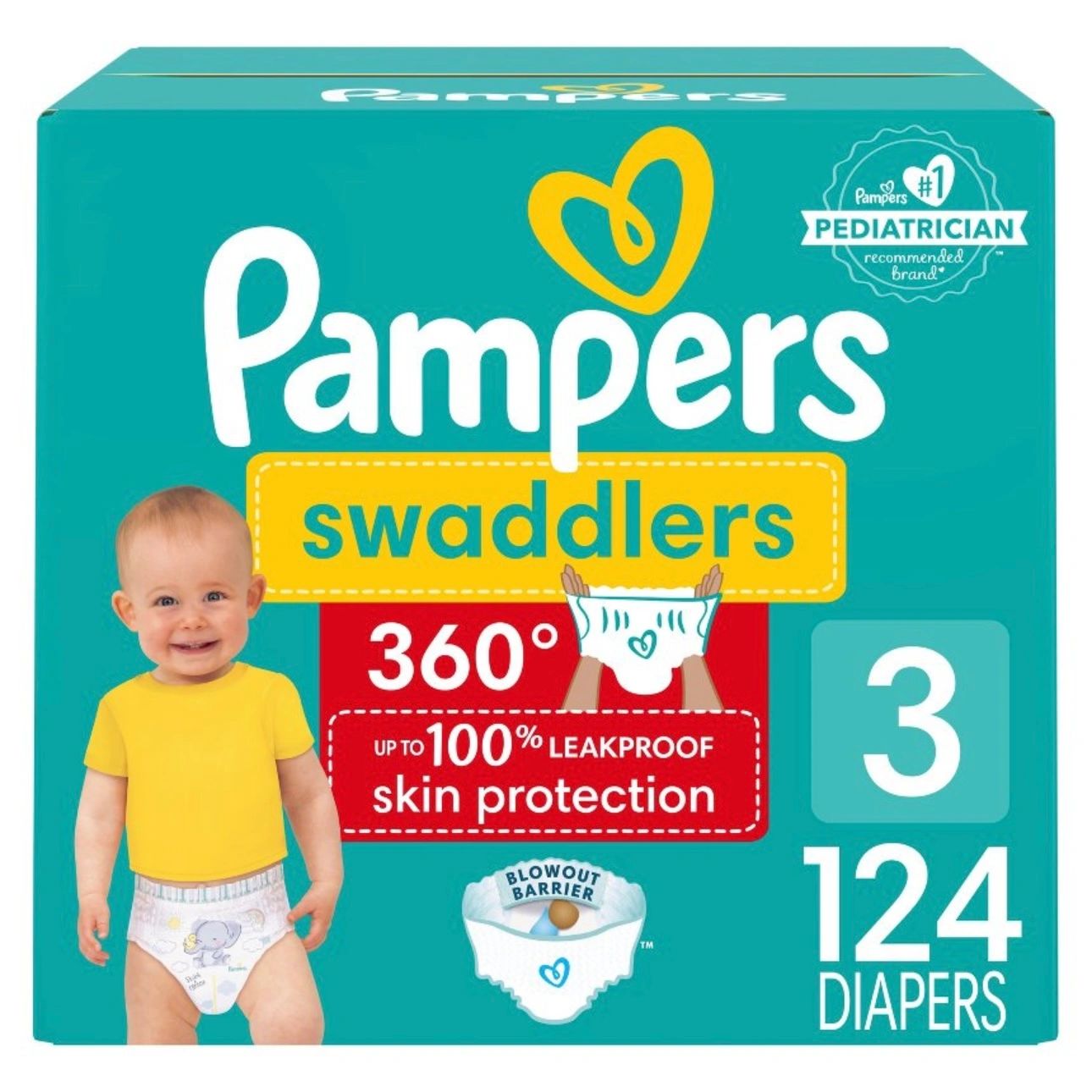 Pampers Swaddler 360 Disposable Baby Diapers - Size 3 - 124ct