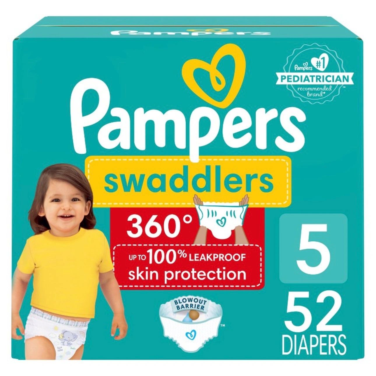 Pampers Swaddler 360 Disposable Baby Diapers - Size 5 - 52ct