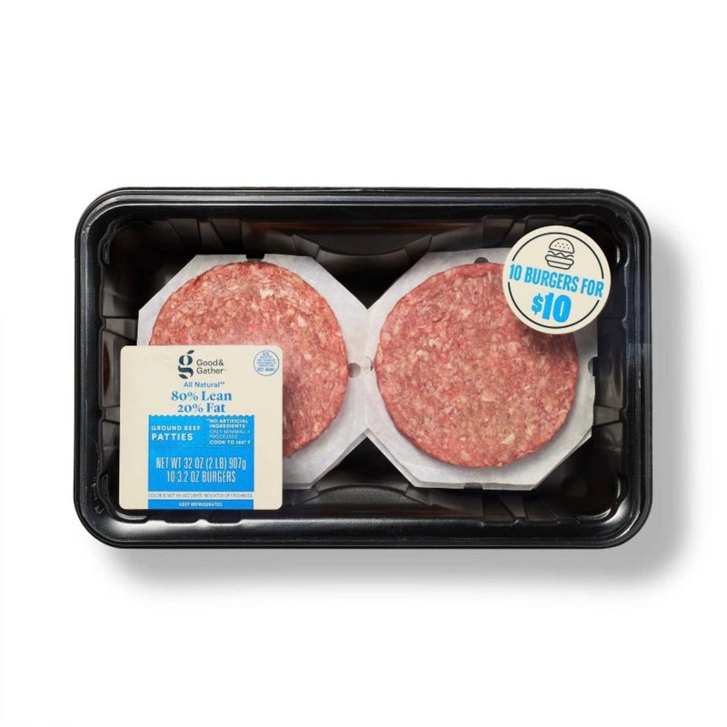Ground Beef Patties 80% Lean 20% Fat 10ct/ 32oz - Good & Gather™