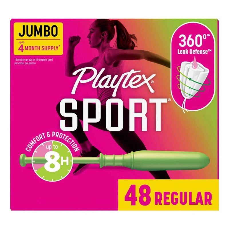 Playtex Sport Plastic Tampons Unscented Regular Absorbency - 48ct
