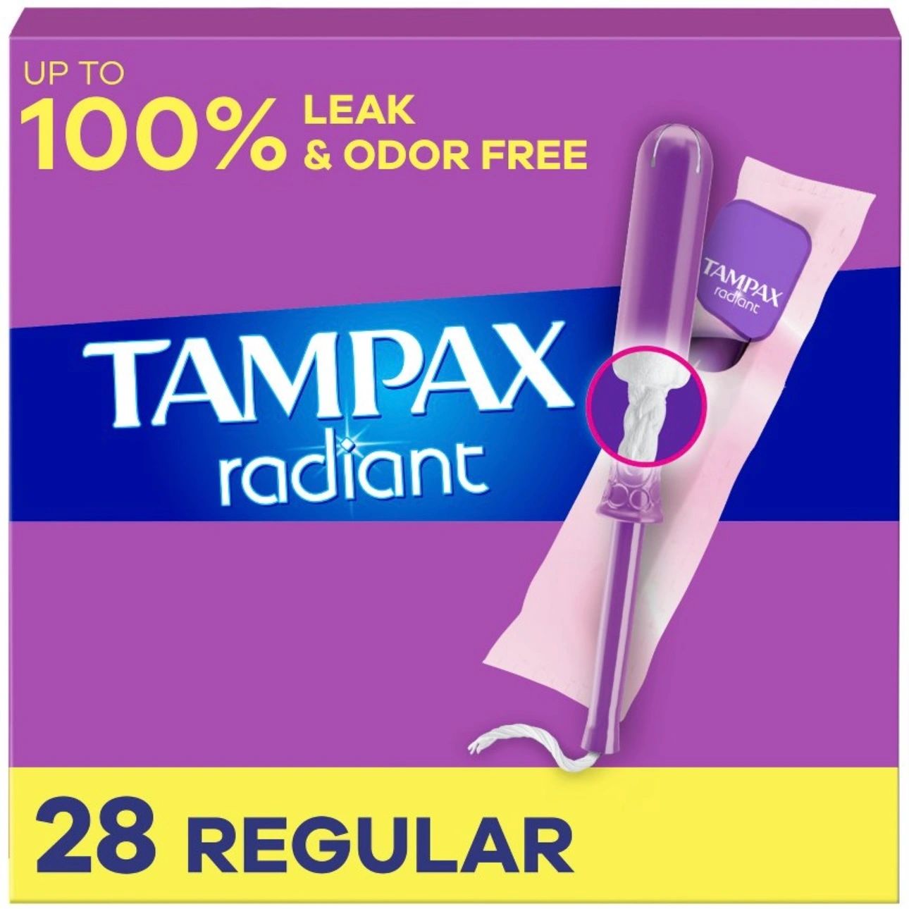 Tampax Radiant Regular Absorbency Unscented Tampons - 28ct