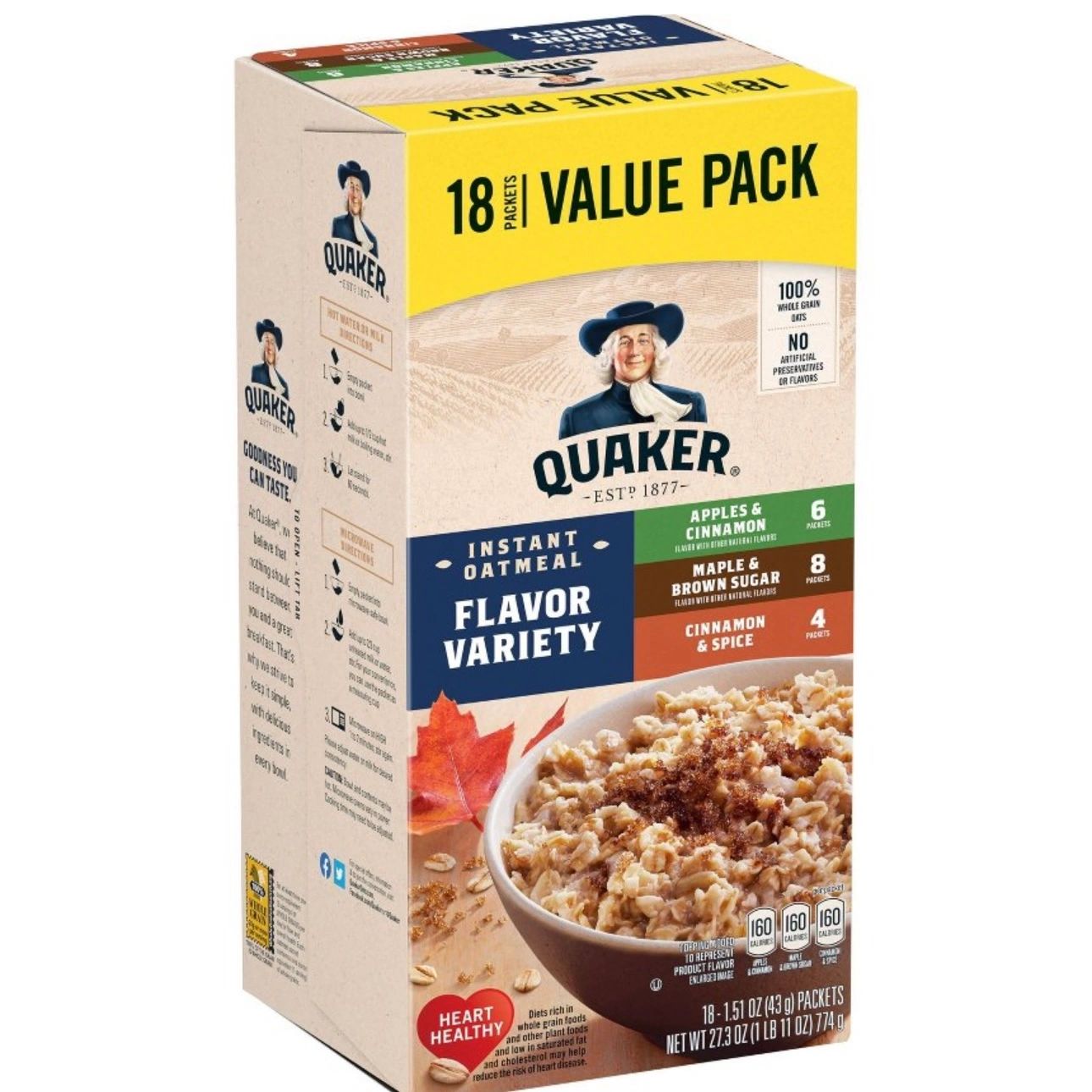 Quaker Flavor Variety Instant Oatmeal - 18ct / 27.3oz