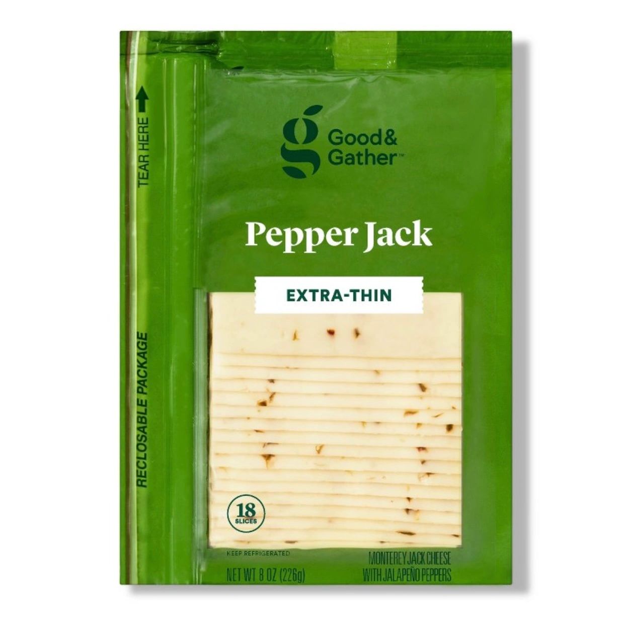 Extra-Thin Pepper Jack Deli Sliced Cheese - 8oz/18 slices - Good & Gather™