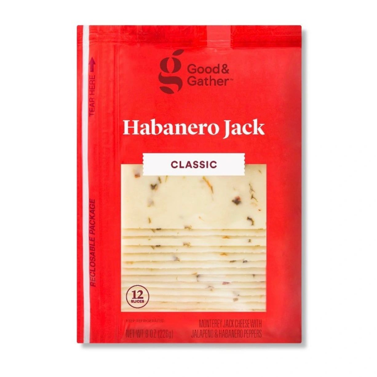 Habanero Monterey Jack Deli Sliced Cheese - 8oz/12 slices - Good & Gather™